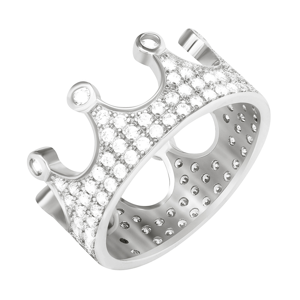 

Серебряное кольцо-корона с фианитами и родированием 000042833 16 размера