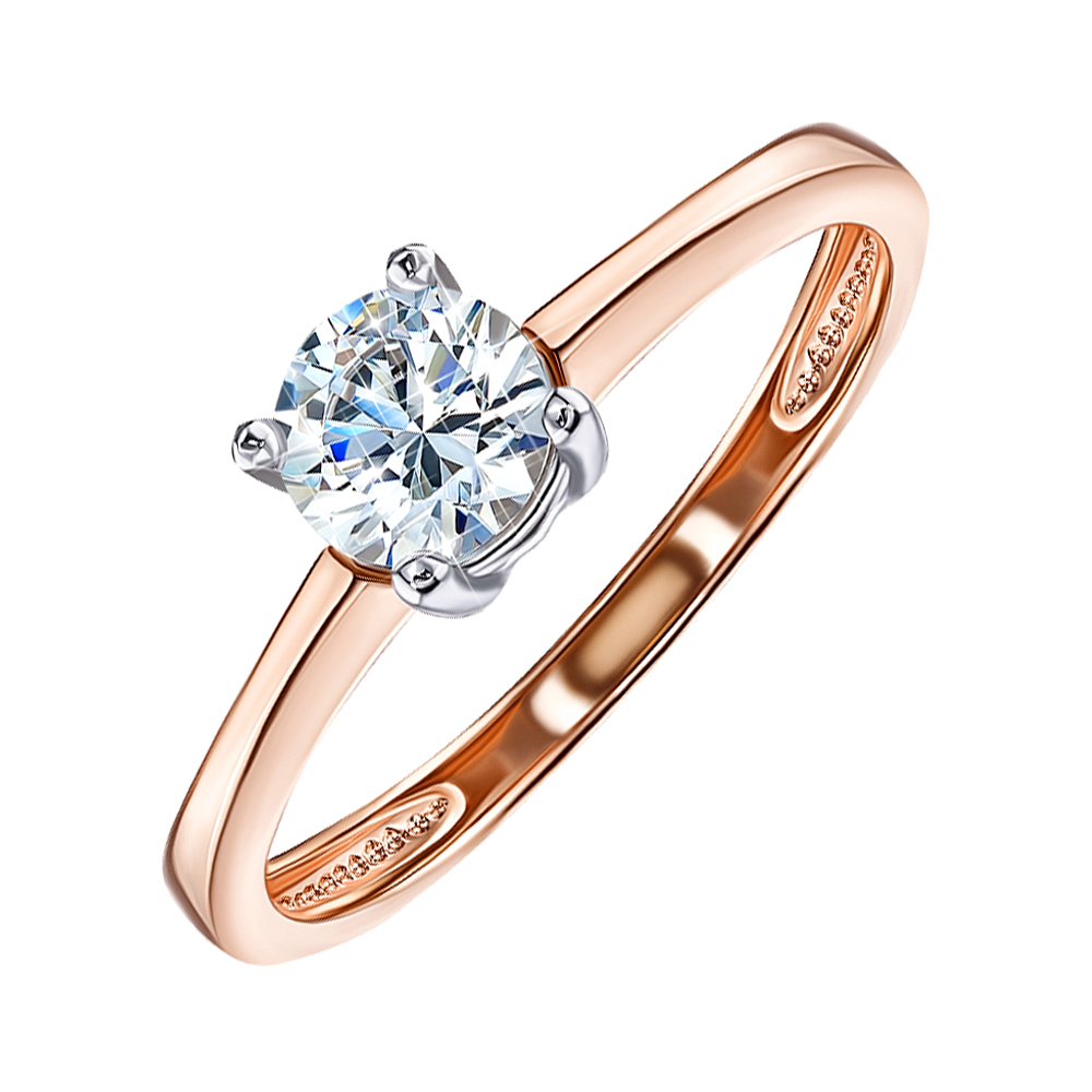 

Помолвочное кольцо в комбинированном цвете золота с кристаллом Swarovski 000129567 16 размера