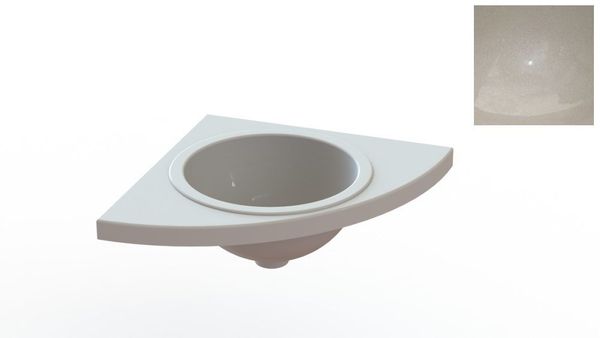 

Раковина кутова Snail Роксана 550x550 мм, литий мармур, з одним отвором під змішувач, колір перлина 110H300