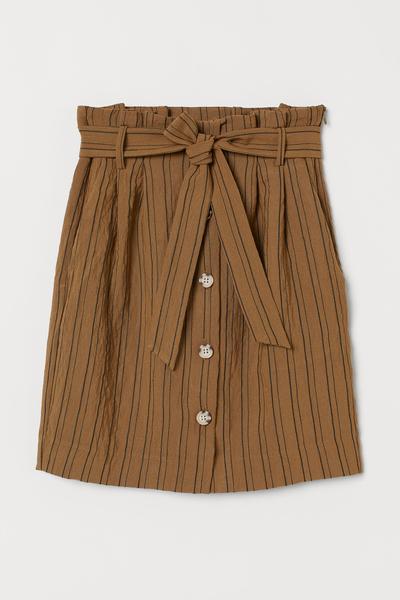

Юбка с талией в складку H&M 34 (160/64А) Коричневый/Черная полоска