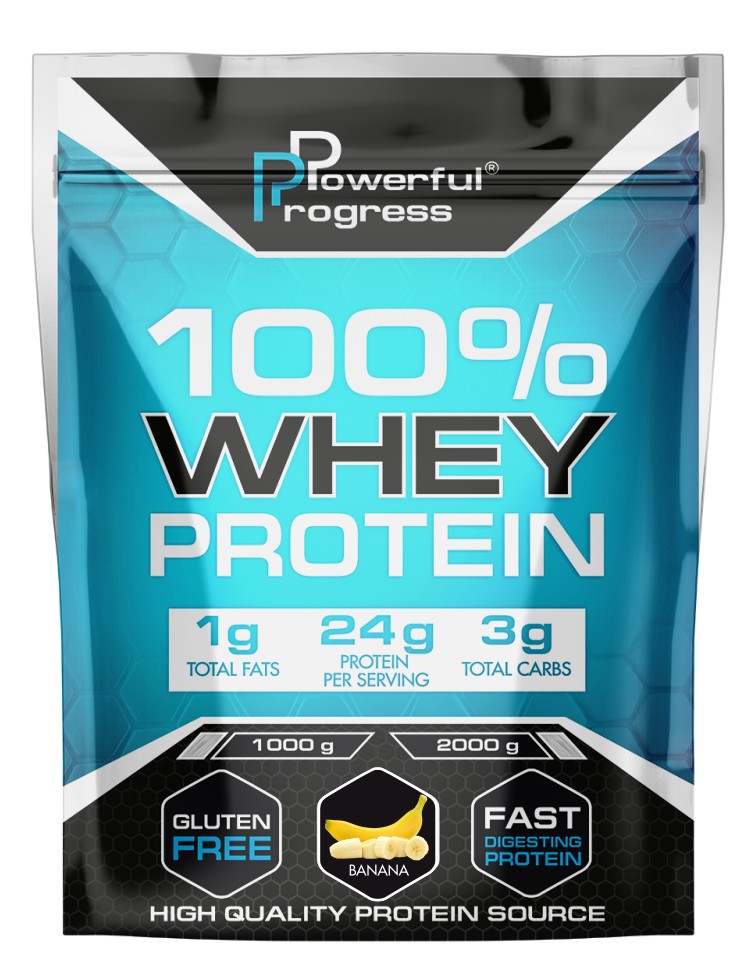 

Сывороточный протеин Вей протеин растворимый Powerful Progress Whey Protein 100% Instant 2000 г Банан