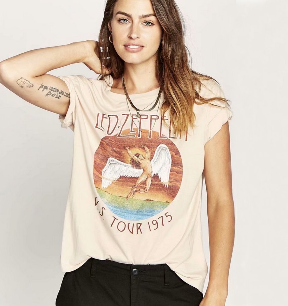 

Футболка женская Led Zeppelin, бежевый Berni Fashion (S) Бежевый