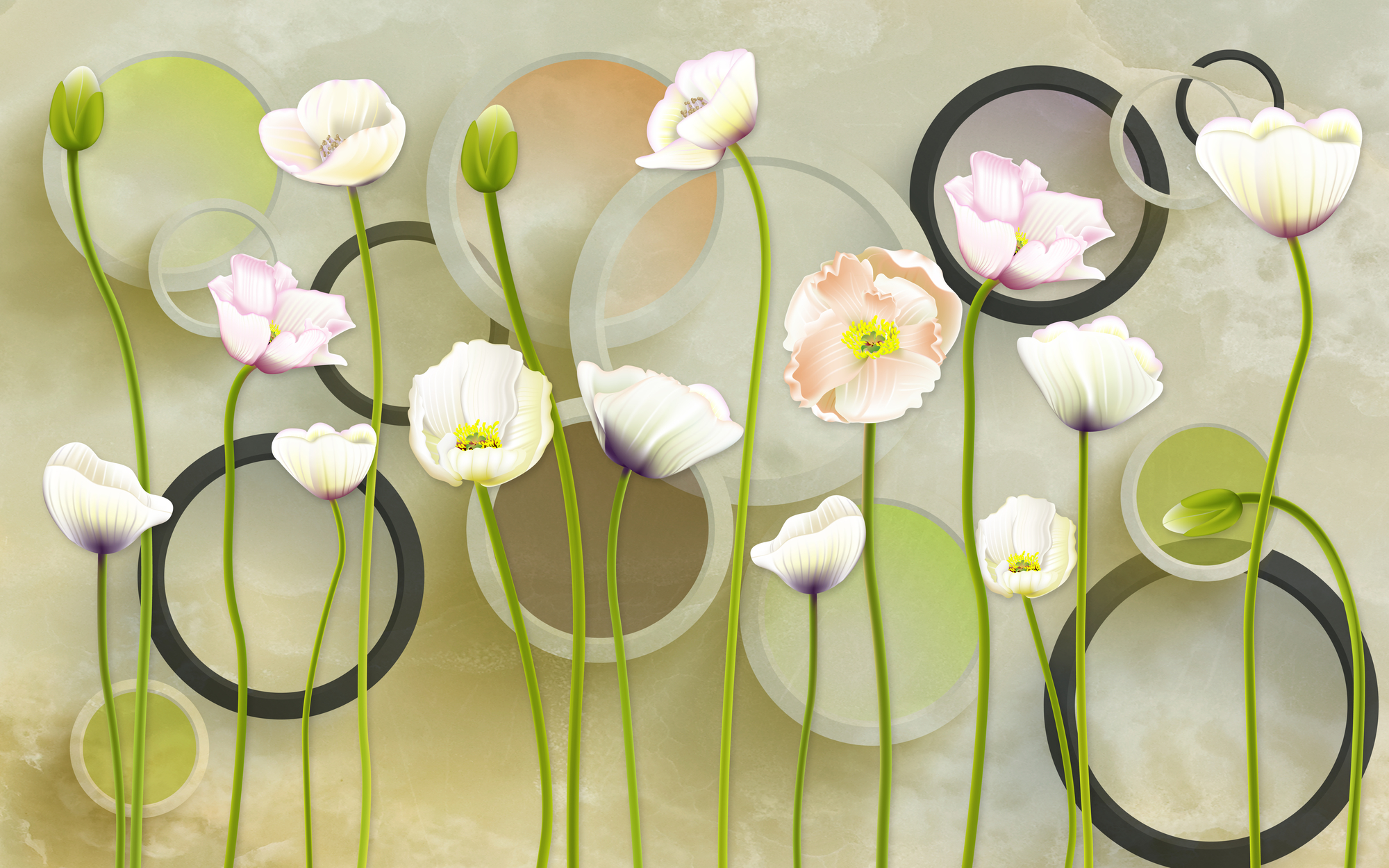 

Фотообои Цветы '3D Кувшинки' (4054) , Штукатурка