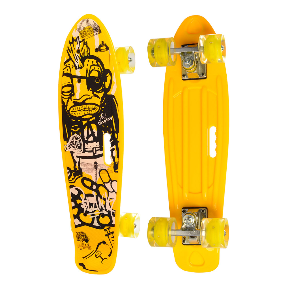 

Пенні Борд Скейт маленький Лонгборд з ручкою Best Board MS0749-6 Original для фрірайду, дошка 55 см, колеса поліуретанові d=6 см світяться,Yellow (74587)