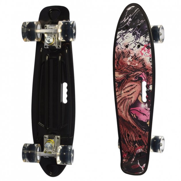 

Пенні Борд Скейт маленький Лонгборд з ручкою Best Board MS0749-6 Original для фрірайду, дошка 55 см, колеса поліуретанові d=6 см світяться, Black (74585)