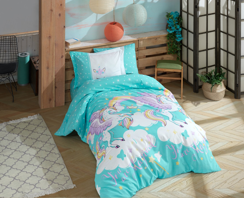 

Комплект постельного белья Hobby Poplin Magical аква 160x220/1x50x70