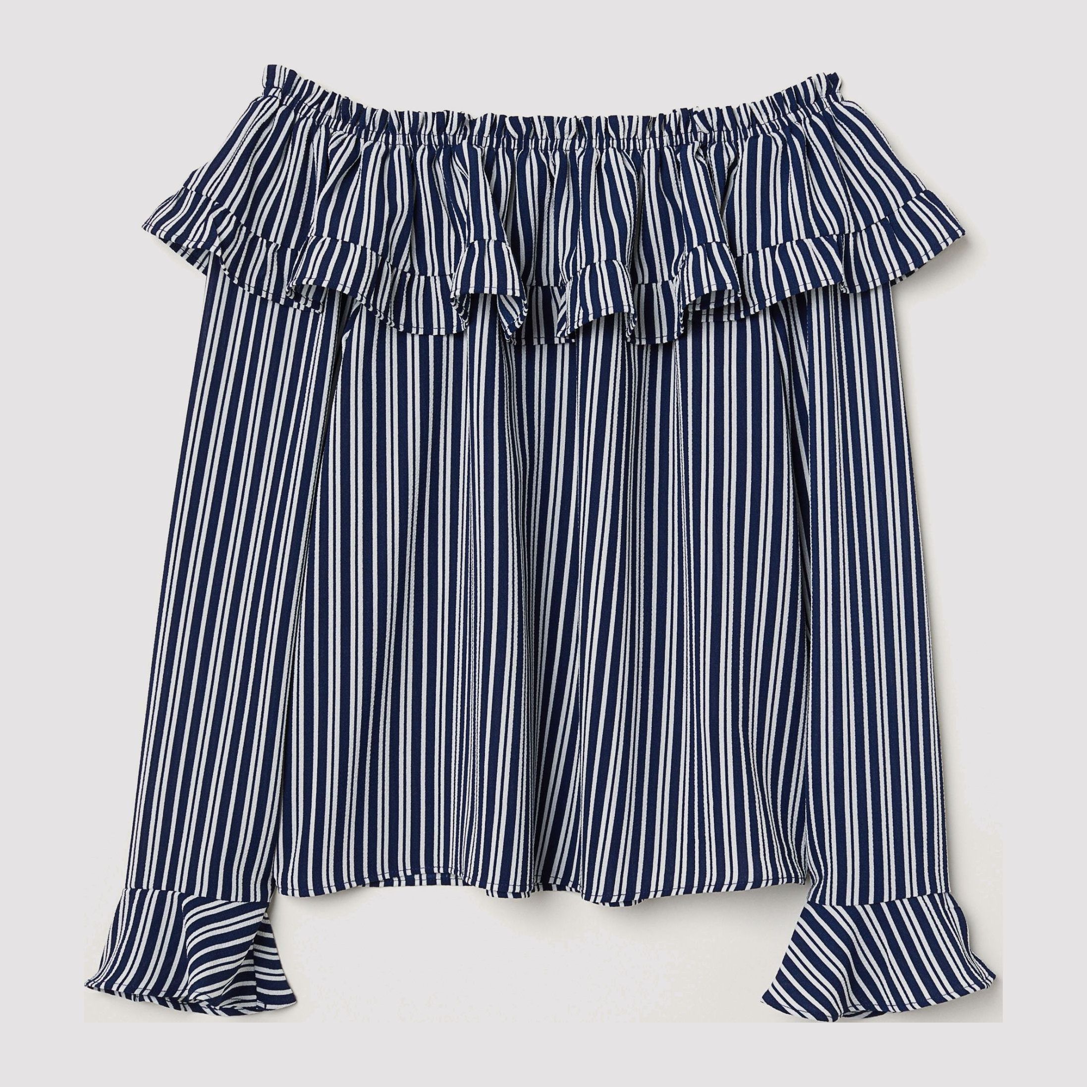 

Блузка H&M 6153677-AARY 36 Синяя с белым