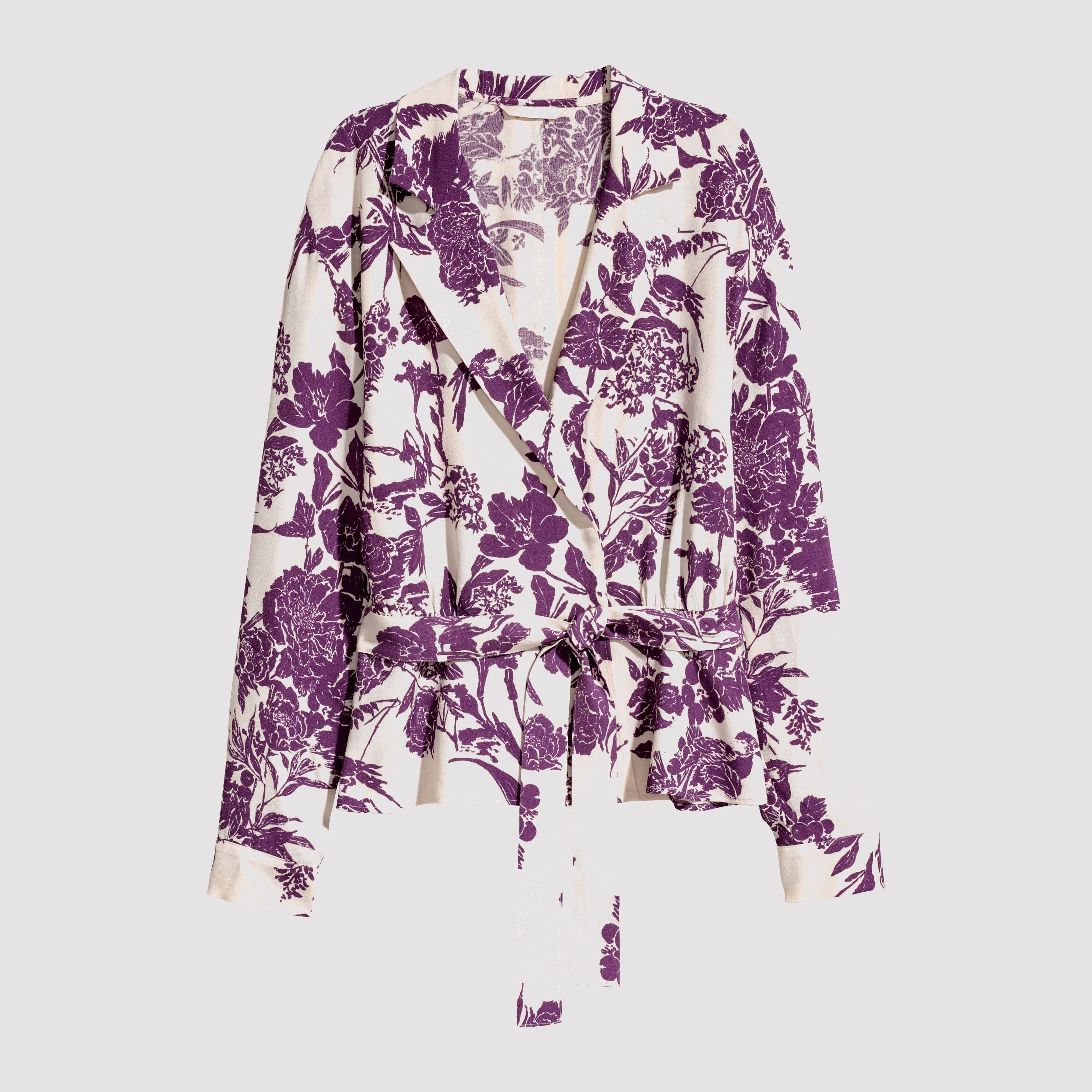 

Блузка H&M 6428947-ADVW 38 Бежевая с фиолетовым