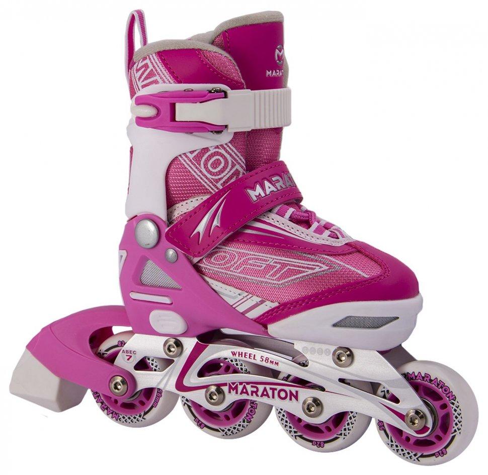 

Роликовые коньки раздвижные Maraton Soft My Go 3425 размер 35-38 Pink-White