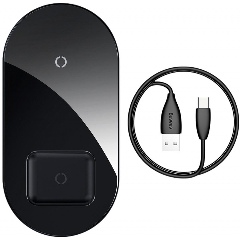 

Беспроводное зарядное устройство Baseus Simple 2-in-1 Wireless Charger Pro Edition Black (WXJK-C01)