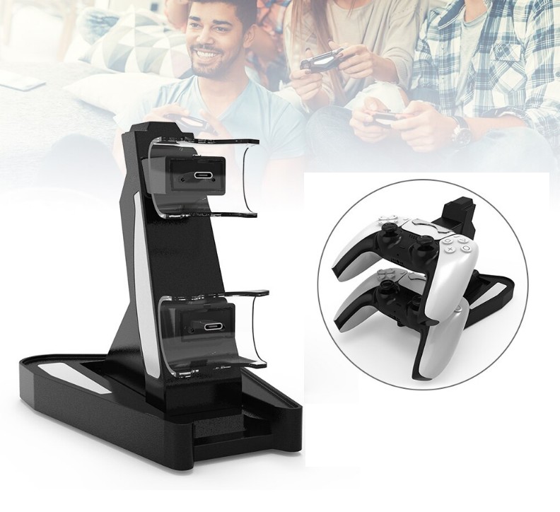 

Зарядная станция подставка для одновременной зарядки двух джойстиков PlayStation 5 PS5 док-станция зарядка для геймпада