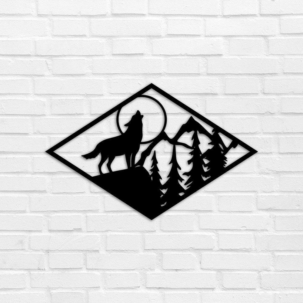 

Картина из дерева панно на стену резное Волк TWD WALL10028L 74х48см Черный Анималистика Горизонтальная В раме