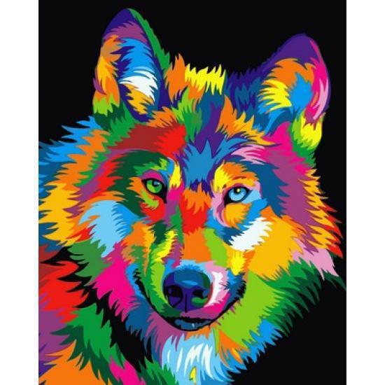 

Картина рисование по номерам Babylon VP988 Радужный волк 40х50см набор для росписи по цифрам в коробке
