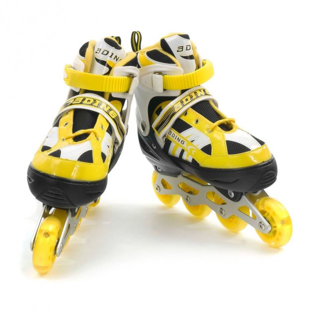 

Роликовые коньки Ролики раздвижные INLINE SKATE 0617 колеса PU, переднее светится,размер 40-43 ЖЕЛТЫЙ