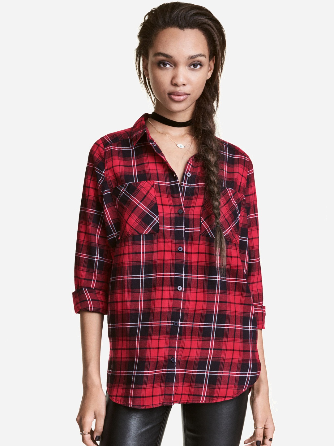 

Рубашка H&M 0398717_клет._01 38 Красная