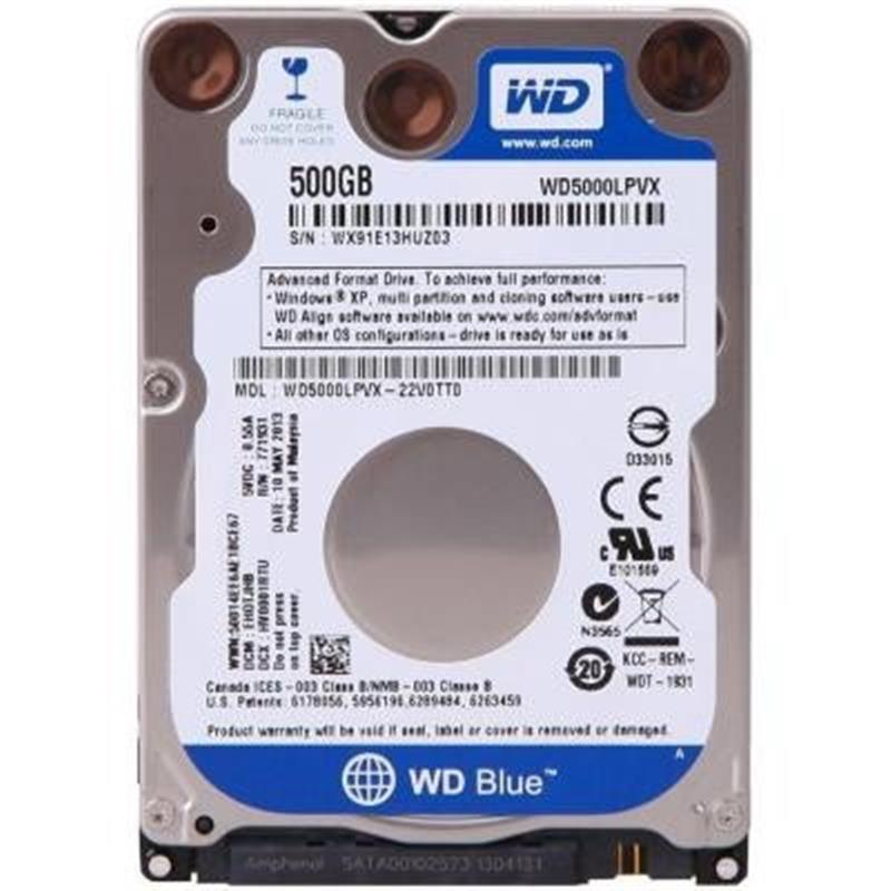 

Накопитель HDD 2.5" SATA 500GB WD Blue 5400rpm 8MB (WD5000LPVX)