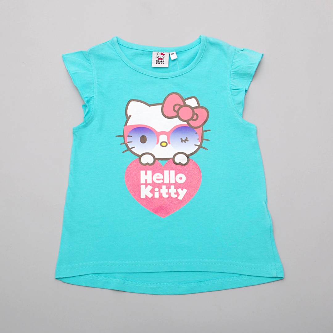 

Футболка туника для девочки Kiki & Koko 104 Hello kitty бирюзовая