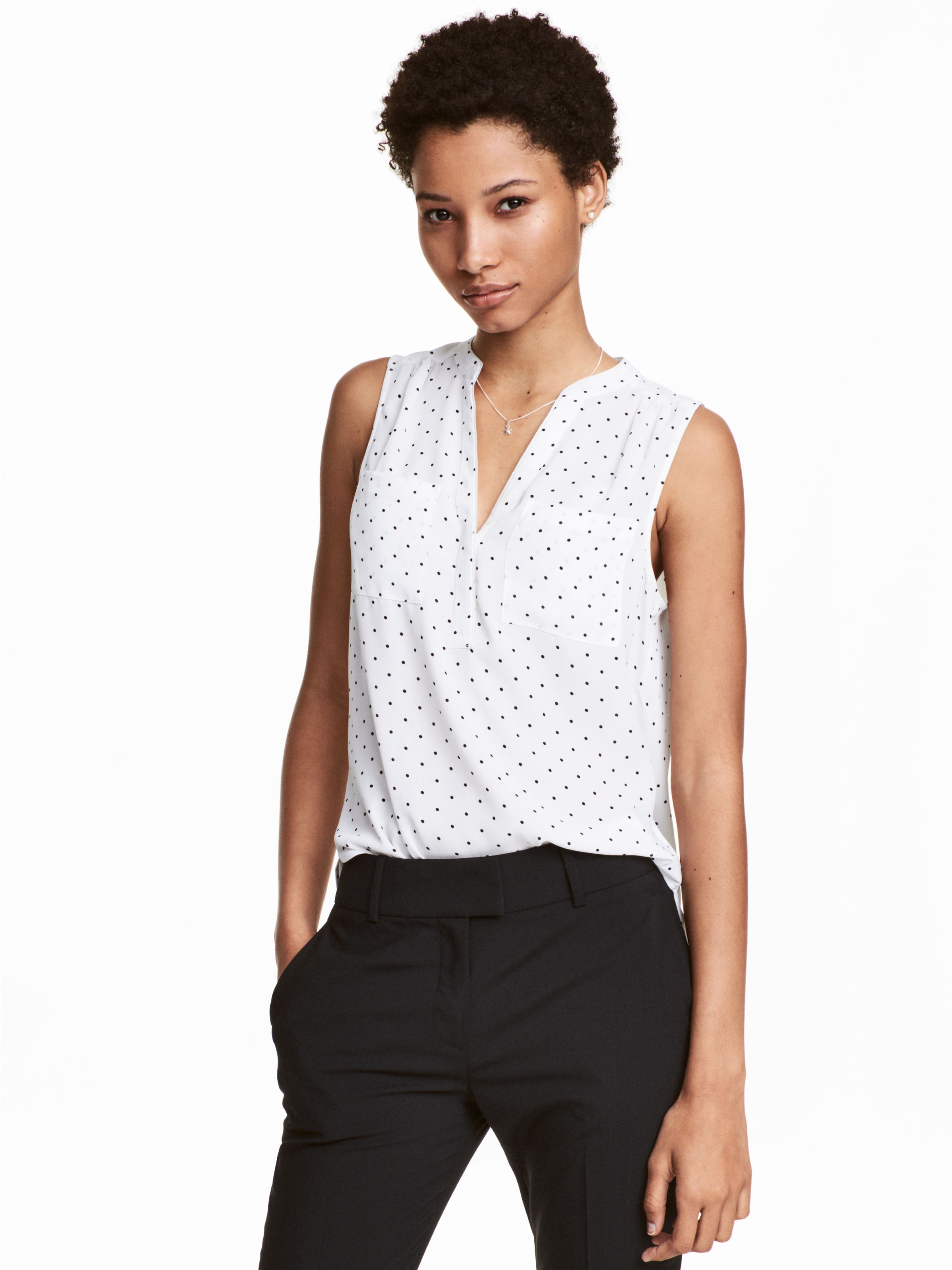 

Блузка H&M 4792355 46 Белая в горошек