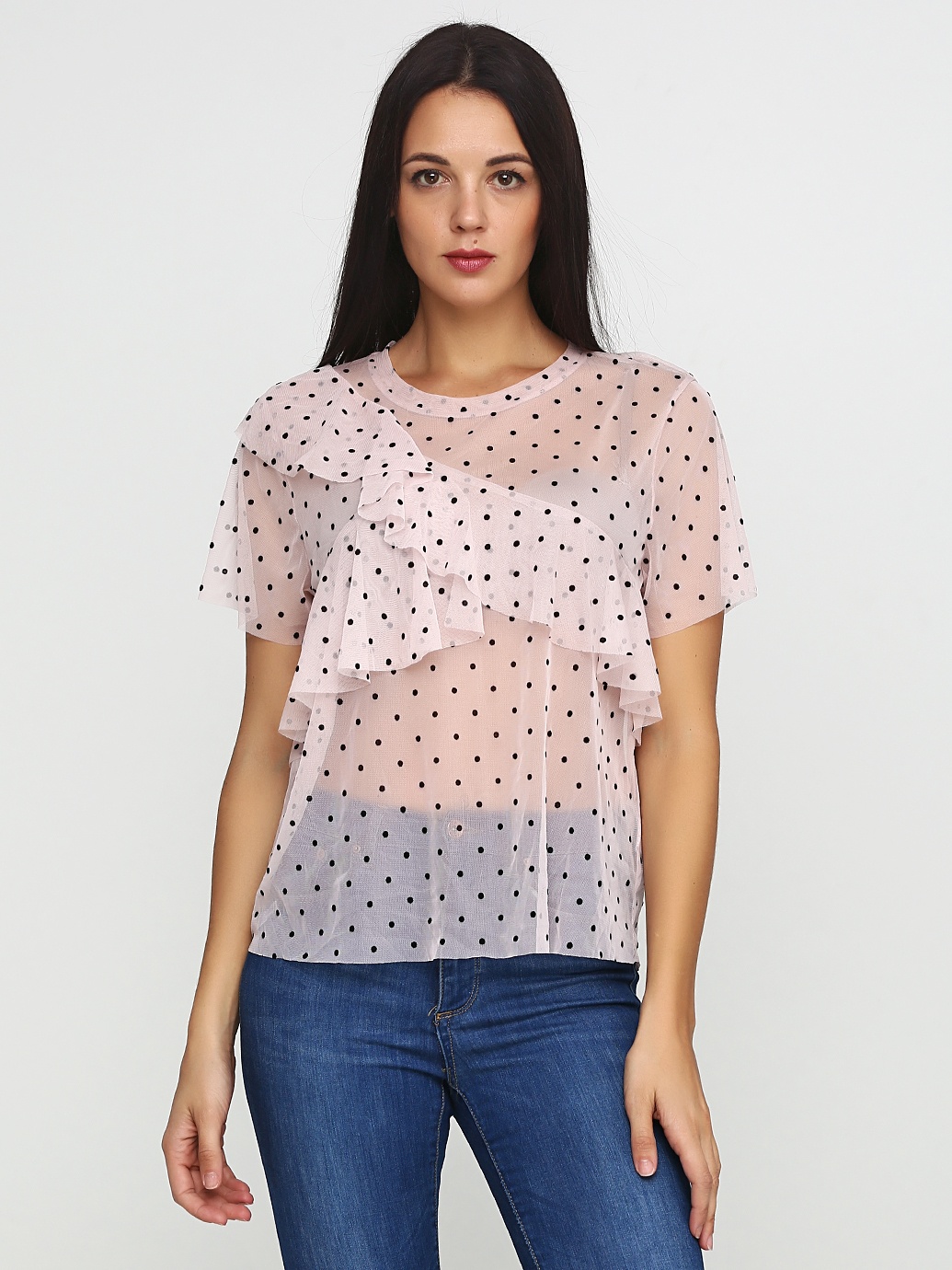 

Блузка H&M 5734746 S Светло-розовая в горошек