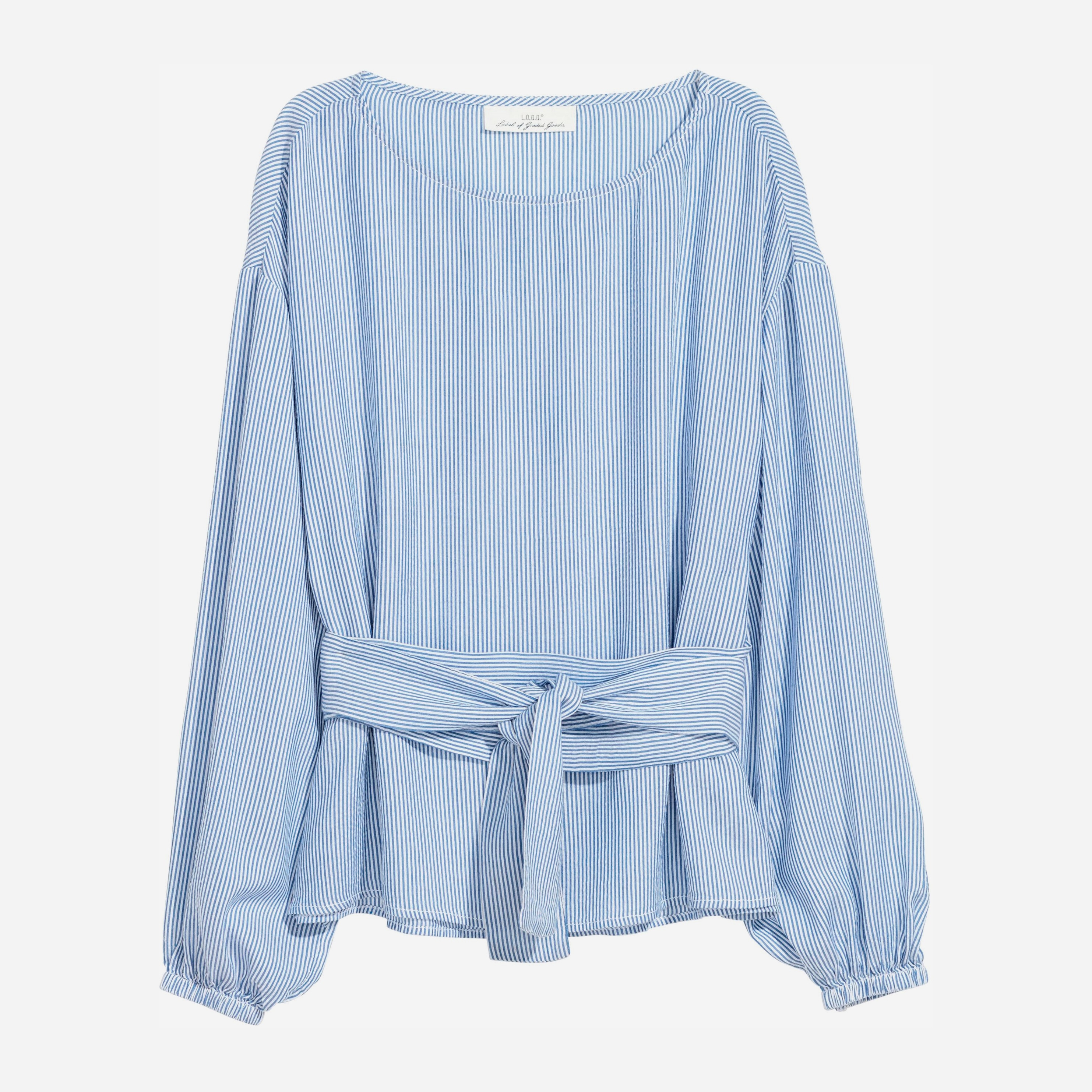 

Блузка H&M 6113647 32 Белая с синей полоской