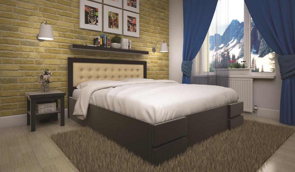 

Кровать ТИС КАРМЕН (ПМ) 160*200 бук Лак Венге + Мадрас голд беж