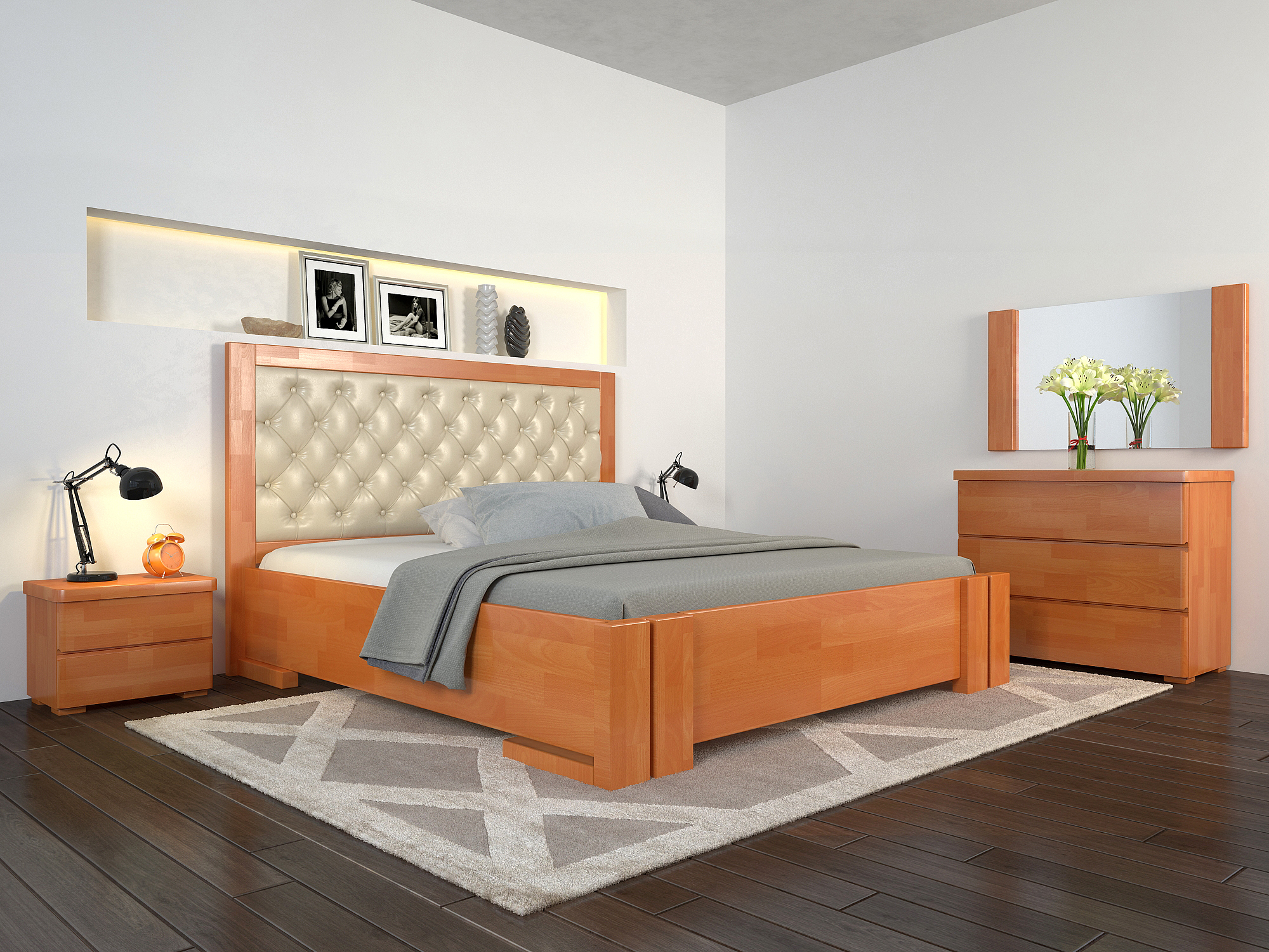 

Кровать Arbordrev Амбер ромбы с механизмом (160*190) бук Ольха + Boston 02