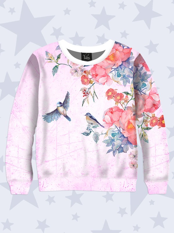 

Детский свитшот для девочки Vilno Птицы на цветах рост 80-86 (Vil-7669-д)