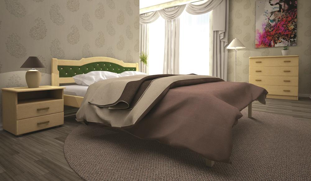 

Кровать ТИС ЮЛИЯ 2 140*200 дуб Лак лак + Кожзам зеленый