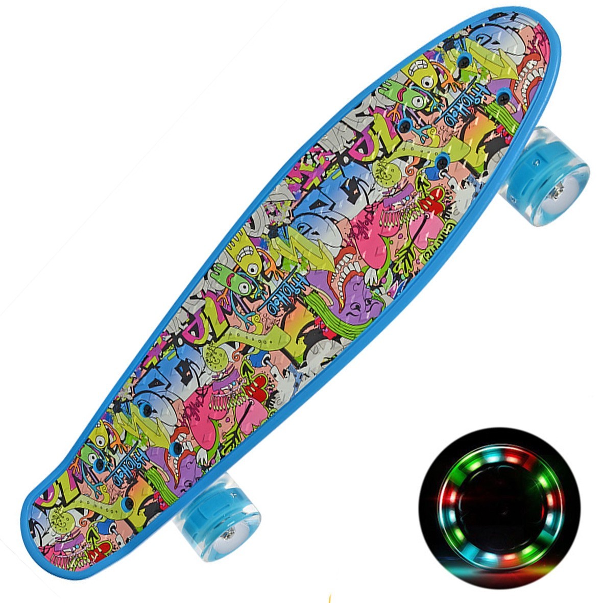 

Скейт Пенни борд Penny board Profi с рисунком для детей и подростков Синий RLMS 0749-8