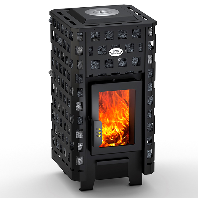 

Печь отопительно-варочная Новаслав Вертикаль ПОВ-100 ВК камни