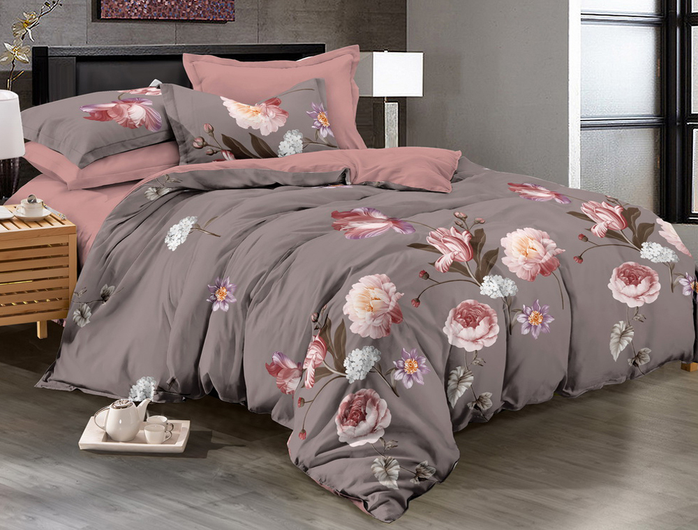 

Евро макси набор постельного белья 200*220 из Бязи Gold с простынью на резинке №144535AB Черешенка