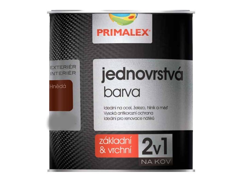

Однослойная краска по металлу Primalex 2v1 коричневый 2,5 л