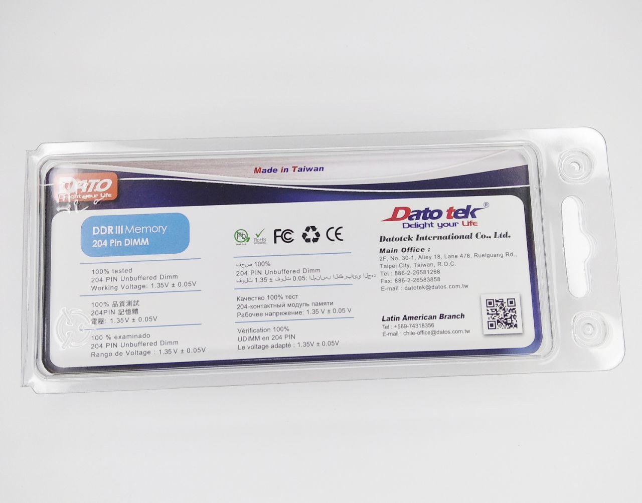 

Оперативная память DDR3 DATO 4GB 1600MHz CL11 SODIMM (DT4G-1600SD)