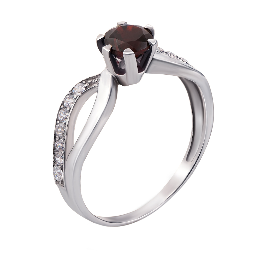 

Серебряное кольцо с гранатом и фианитами 000104959 18 размера