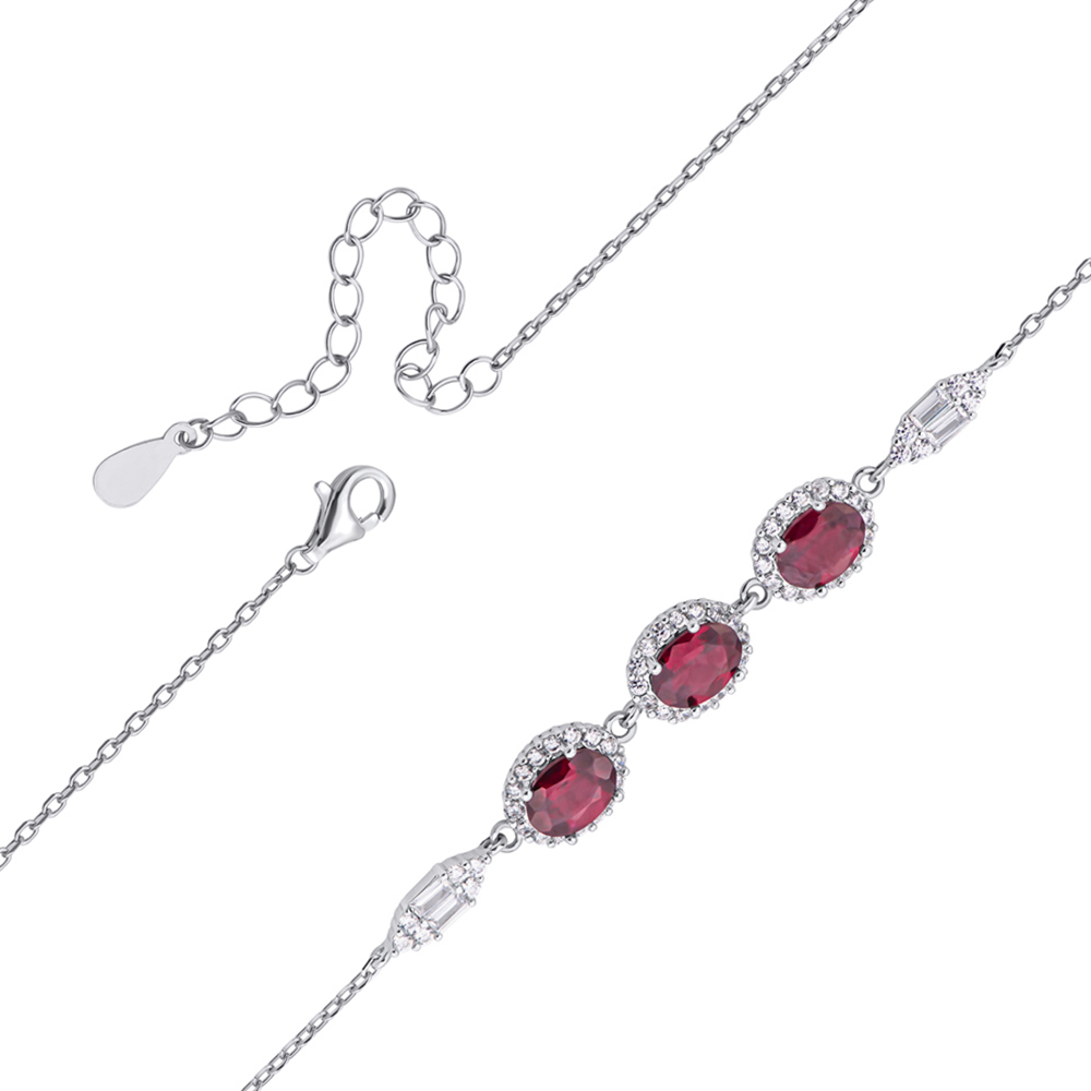 

Серебряный браслет с гранатми и фианитами 000133822 17 размера