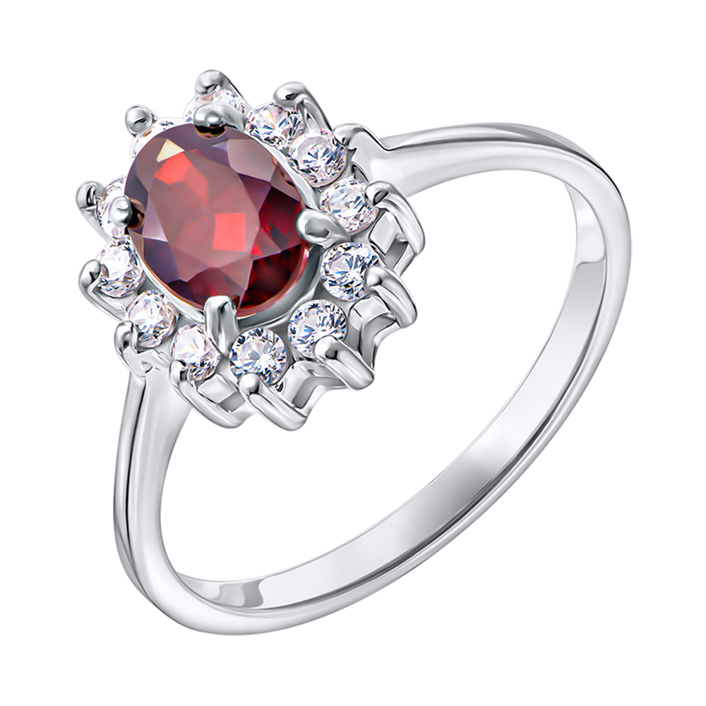 

Серебряное кольцо с гранатом и цирконием 000137401 17.5 размера