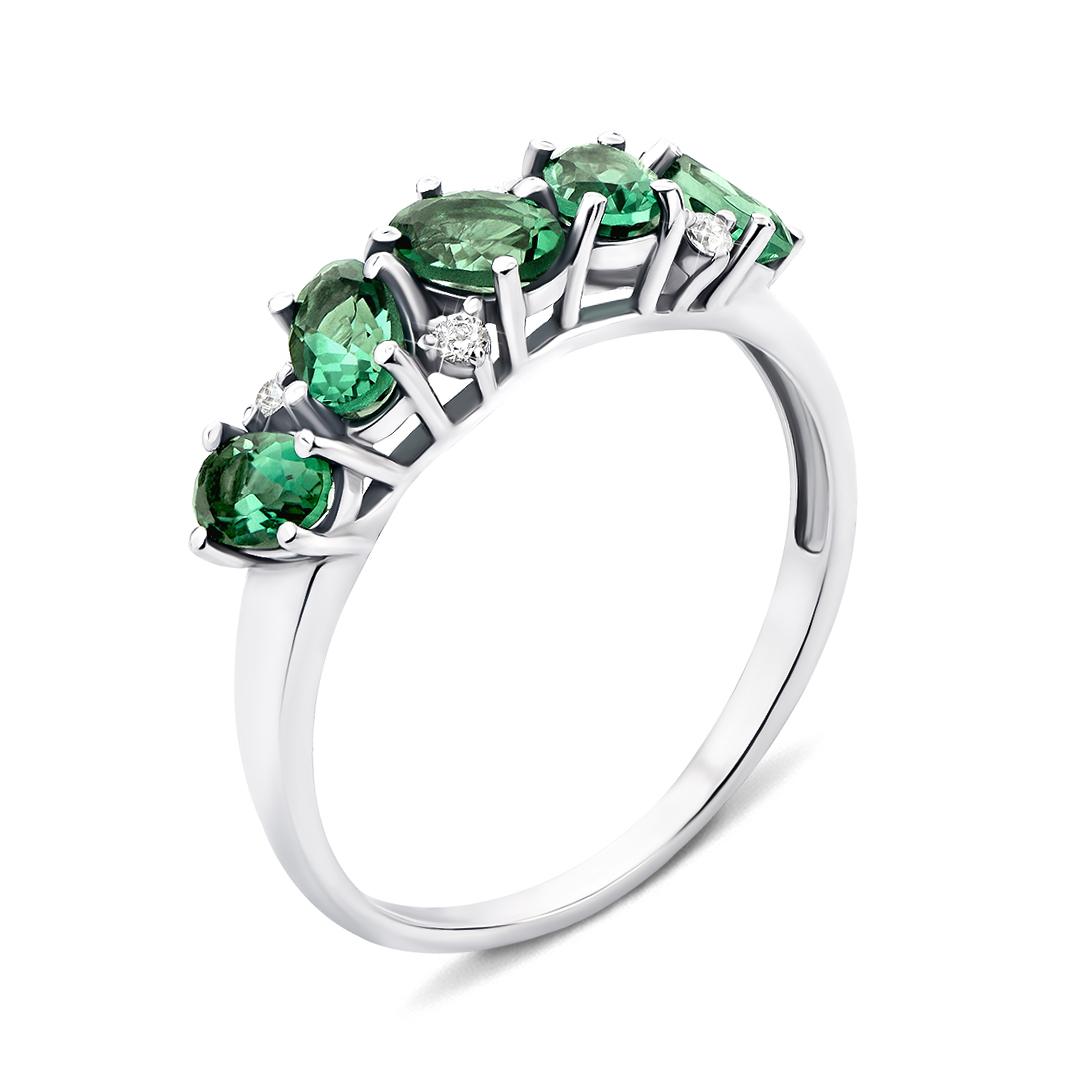 

Серебряное кольцо с зеленым кварцем и фианитами 000134176 17 размера