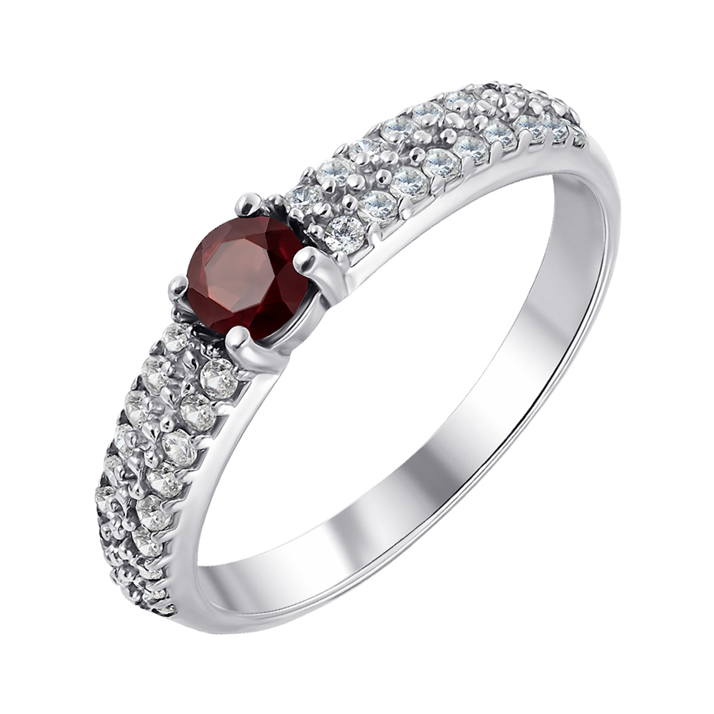 

Серебряное кольцо с гранатом и фианитами 000122577 17.5 размера
