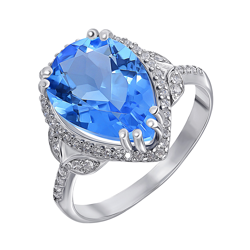 

Серебряное кольцо с танзанитом и фианитами 000141193 19.5 размера
