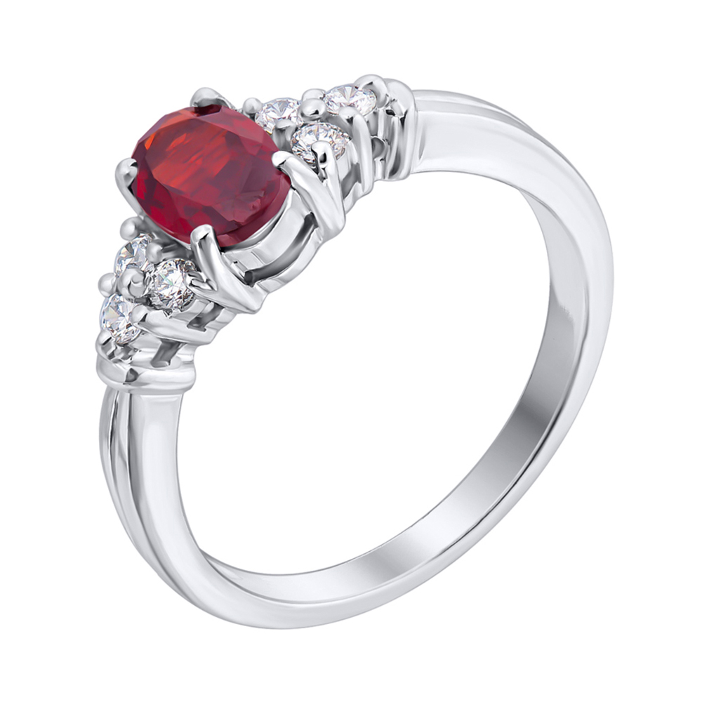 

Серебряное кольцо с гранатом и фианитами 000140131 18 размера