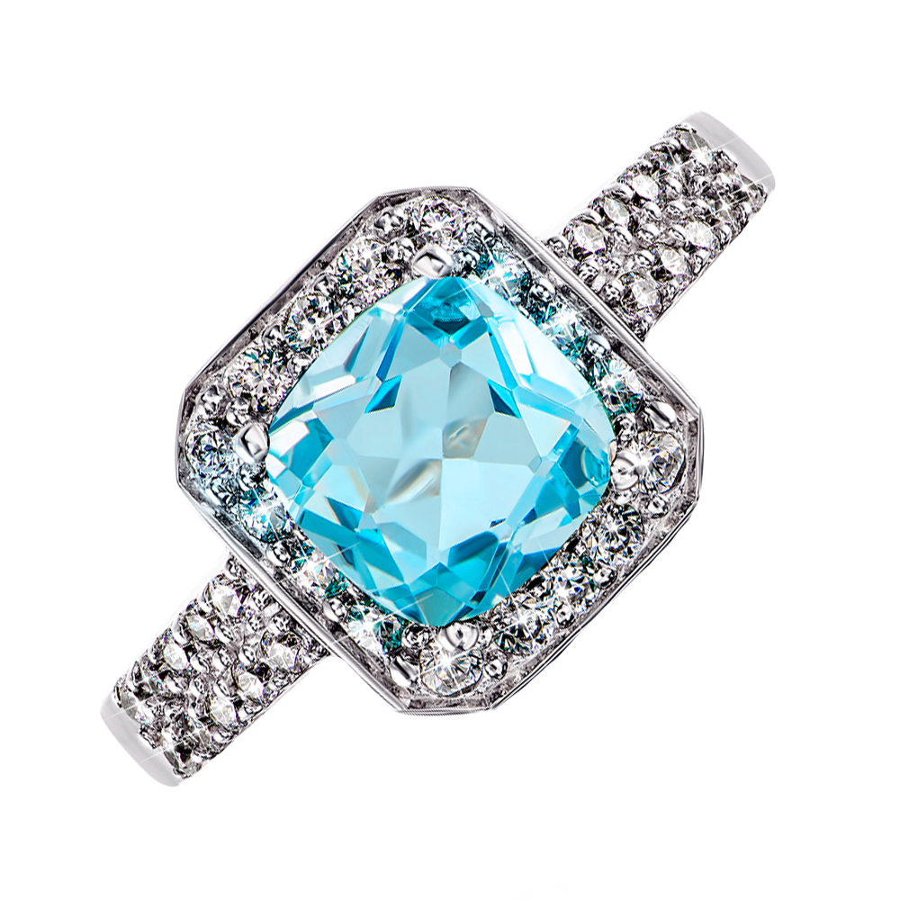 

Серебряное кольцо с топзом и фианитами 000144911 18 размера