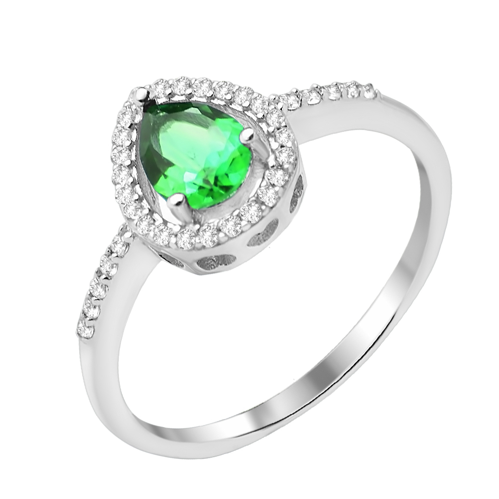 

Серебряное кольцо с изумрудом и фианитами 000132678 17 размера