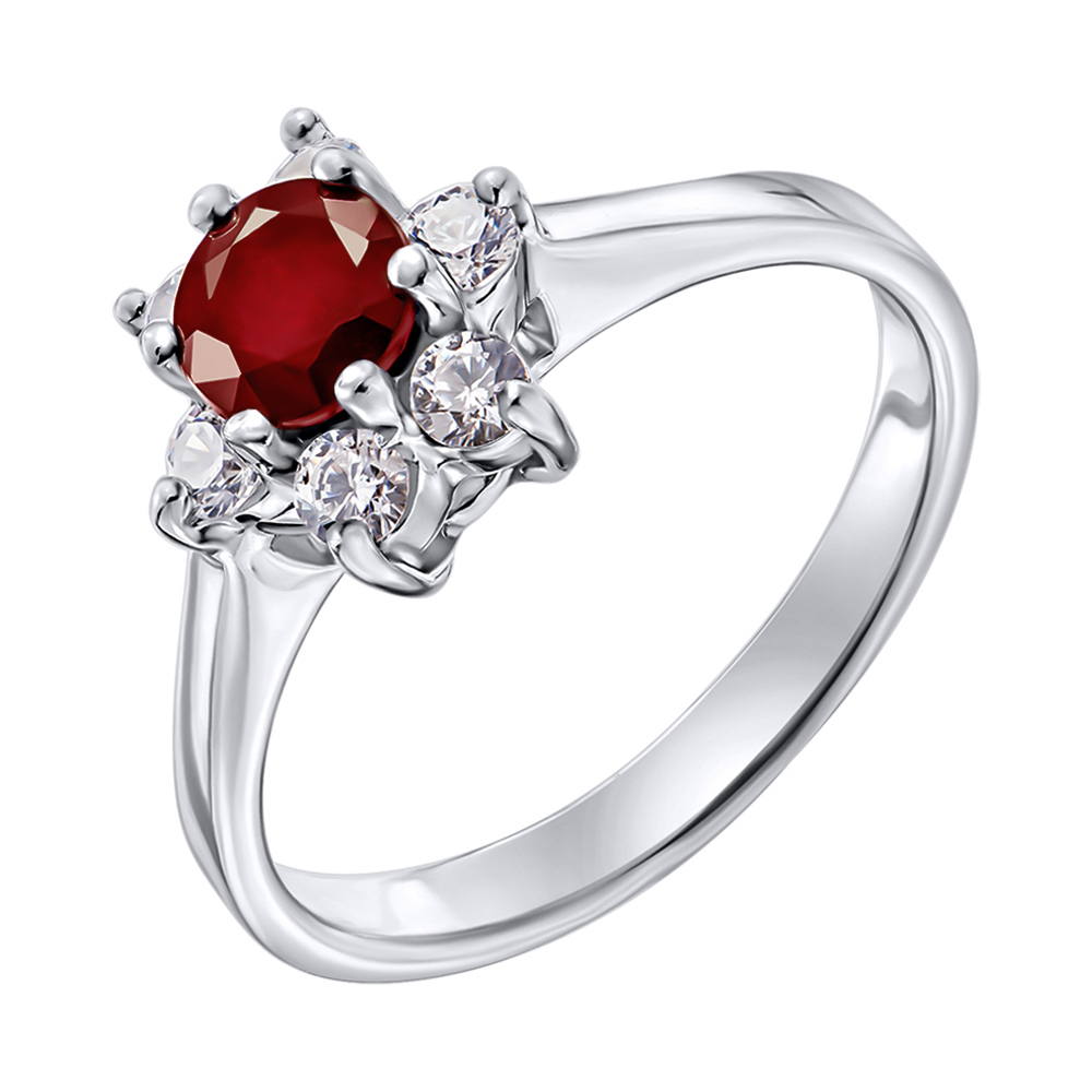 

Серебряное кольцо с гранатом и фианитами 000133812 18 размера