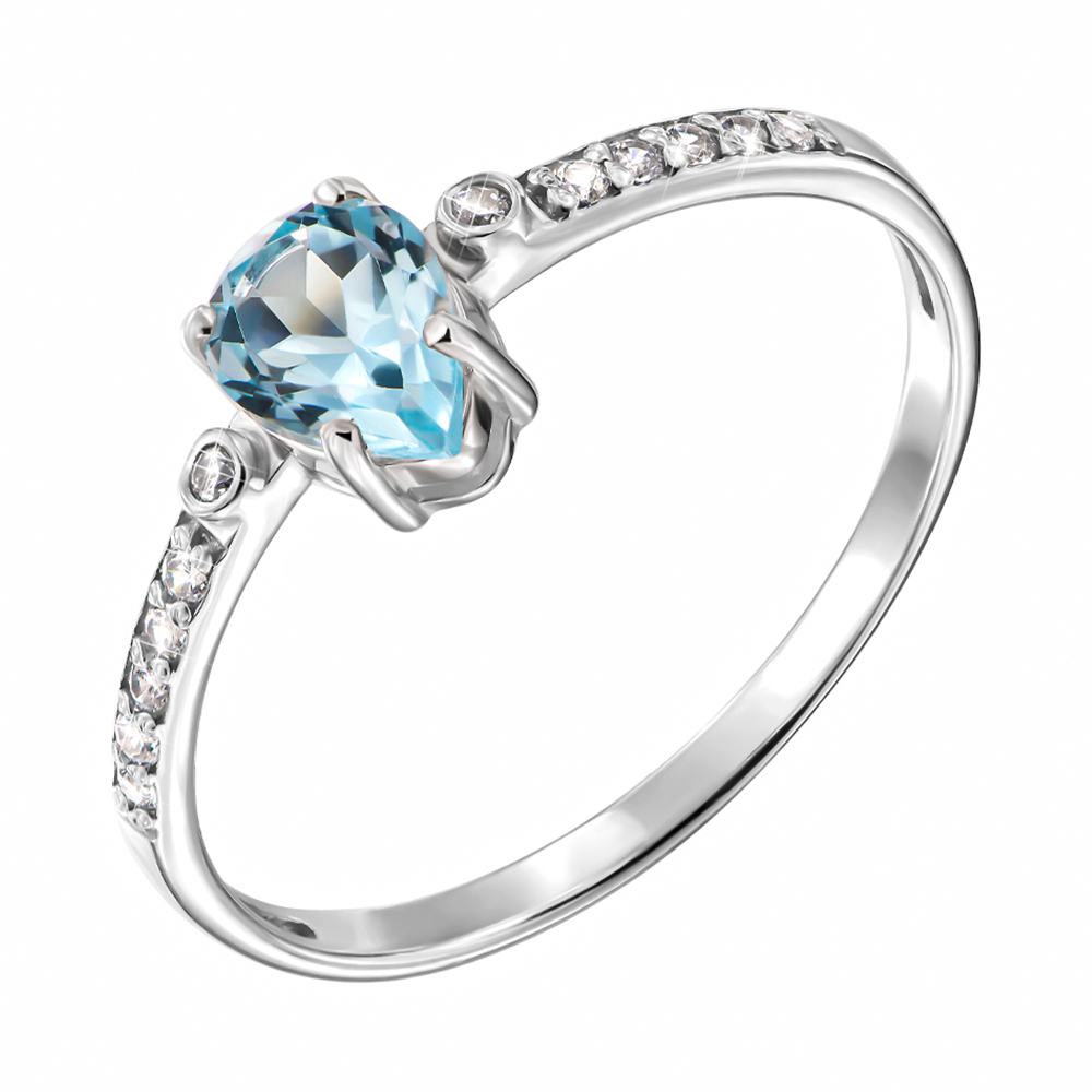 

Серебряное кольцо с топазом и фианитами 000137846 19 размера