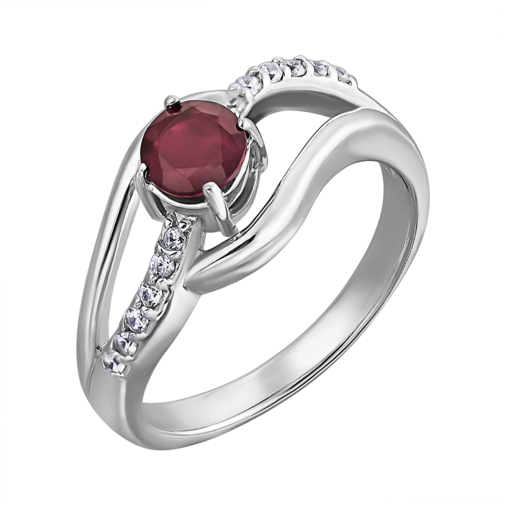 

Серебряное кольцо с гранатом и фианитами 000141206 18 размера