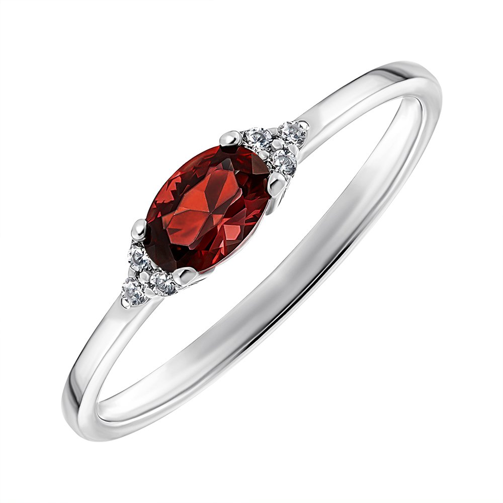 

Серебряное кольцо с гранатом и фианитами 000149096 17.5 размера