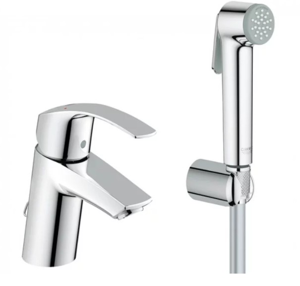 

Смеситель для раковины с гигиеническим душем Grohe Eurosmart (23124002) хром