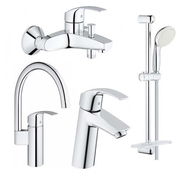 

Набор смесителей GROHE Eurosmart 4 в 1 для ванны с кухонным смесителем 123248MK
