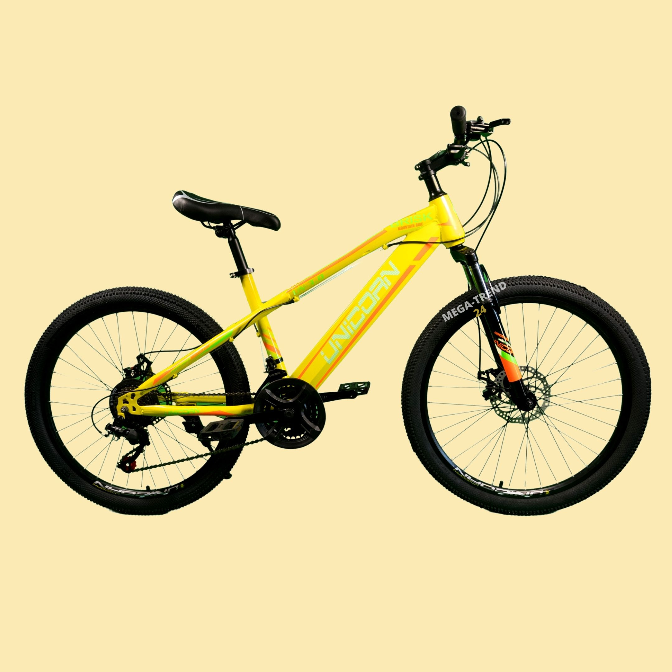

Спортивный горный велосипед Unicorn Brisk Колеса 24" Рама 15" Хроммолибден Желтый