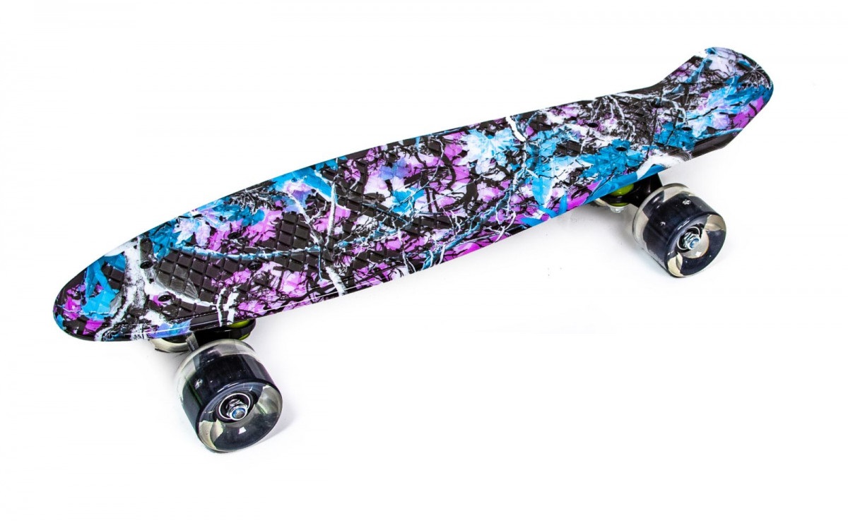 

Пенни борд (Penny Board) 22" со светящимися колесами и рисунком, "Фиолетовый Лес"